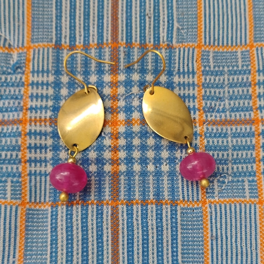 Pink Ruby Twist Dangle Earrings